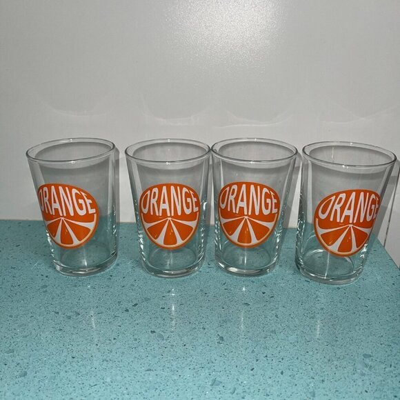 Luminarc Mcm Vintage Glass Set of 4 Orange Slice Juice - Picture 3 of 5